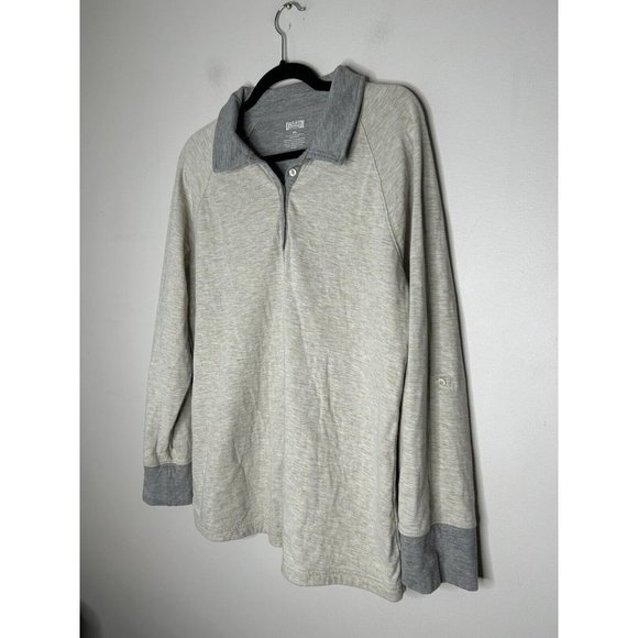 Duluth Trading Co Shirt Womens tan/grey Long Sleeve Outdoors Polo Size 2XL - Picture 2 of 6